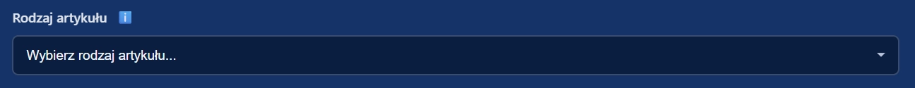 Pole: Rodzaj artykułu w formularzu ReSkrypt