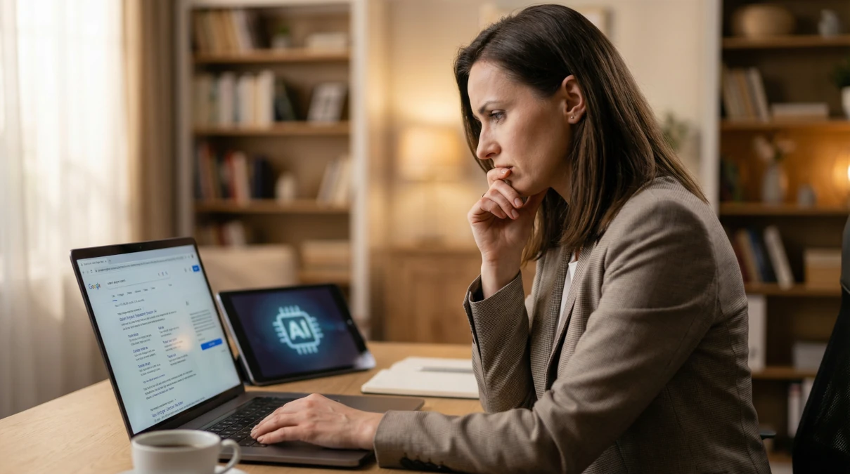 Właścicielka sklepu internetowego obawiająca się używania AI w SEO i content marketingu